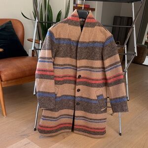 Banana Republic Factory Multicolor Striped Pea Coat